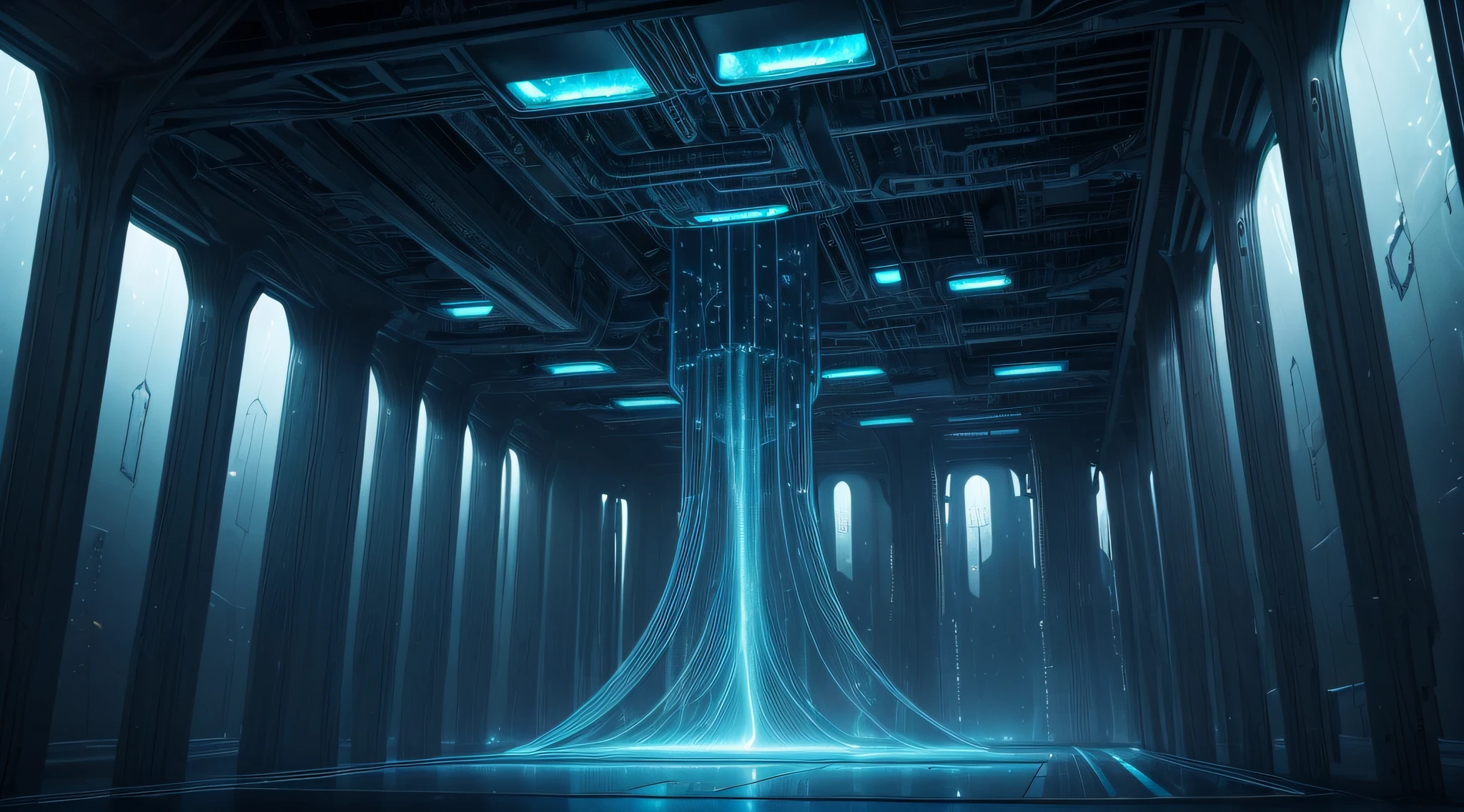 (best quality,4k,8k,highres,masterpiece:1.2),ultra-detailed,(realistic,photorealistic,photo-realistic:1.37),alien technology integrated into the structure of the ghost ship,soft pulsating glow,ghost ship,metallic surface,futuristic design,extraterrestrial artifacts,haunting atmosphere,mysterious shadows,twisted corridors and passages,otherworldly energy,mesh-like patterns,advanced machinery,glimmering lights and holograms,ethereal presence,interdimensional portal,unearthly hum,seamless fusion of technology and ancient architecture,eerie yet captivating environment,dimly lit chambers,starlit sky outside,whispering echoes,ominous whispers,ancient knowledge preserved,cosmic secrets,interstellar travel,unconventional propulsion system,alien markings,gravity-defying structure,otherworldly artifacts,intergalactic exploration,pulsating alien core,extraterrestrial life forms,ominous energy field,unknown origins,haunted by a spectral presence,glimpses of parallel dimensions,portal to another realm,awe-inspiring sight.