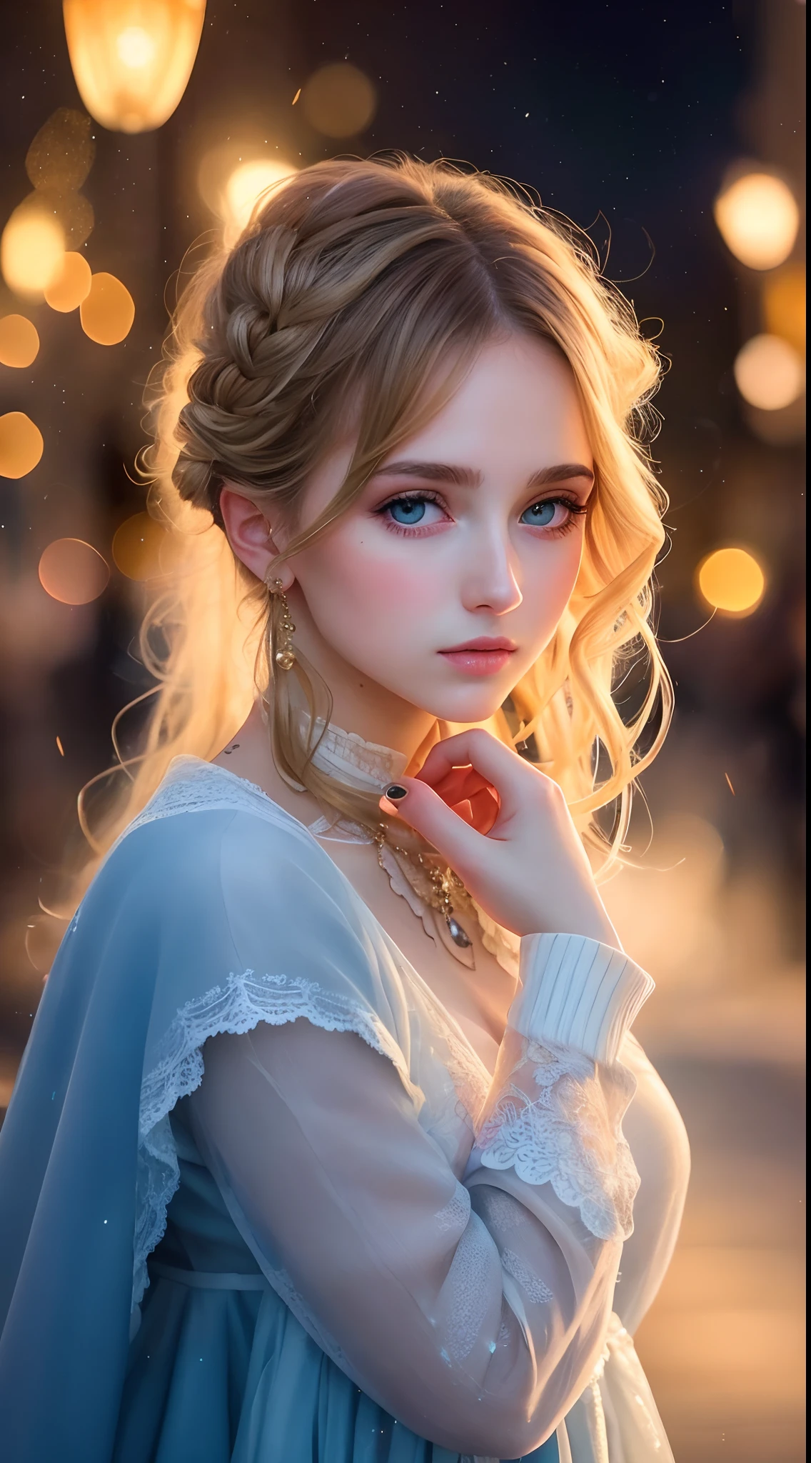 A masterpiece,tmasterpiece,1girll, Exquisite facial features,Luminous design, pastelcolor, ink dripping, Autumn lights,The composition is perfect,dynamicposes