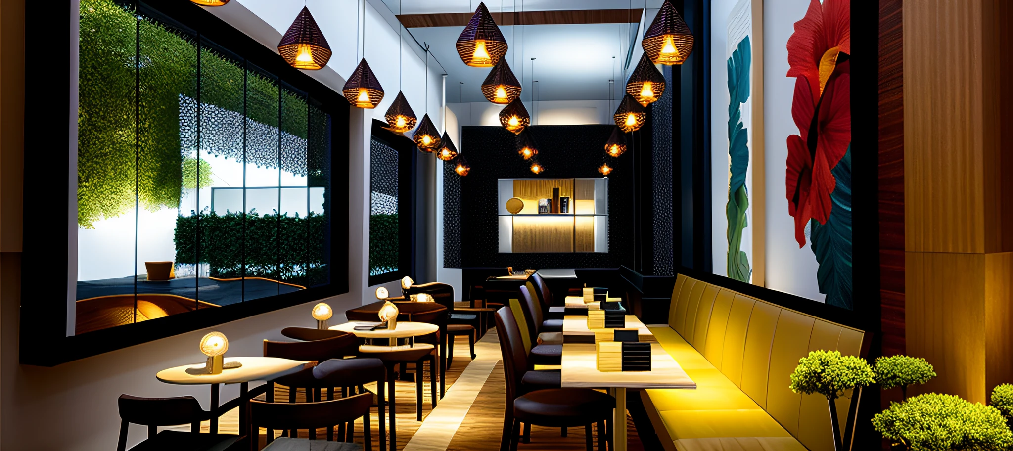 luxury modern interior design, restaurants modern , Masterpiece of the best quality , ( sharp focus)