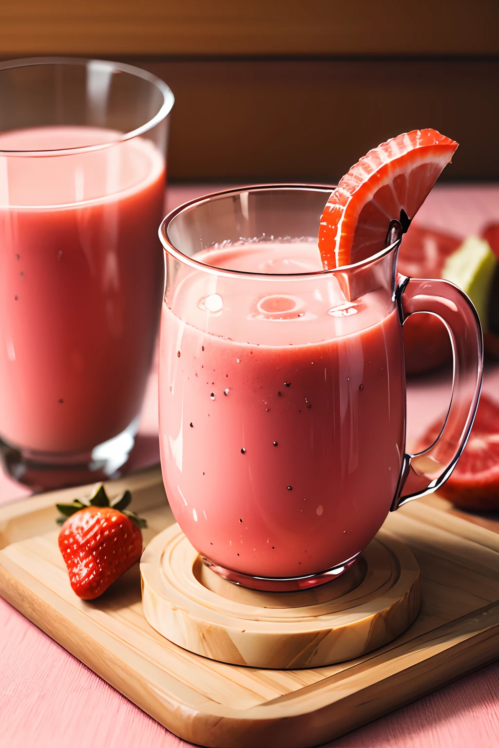 Healthy pink drink strawberry refresher platter, creamy strawberry drink made with caffeine free and vegan, paleo, healthy, and whole30, real picture, no background, printable