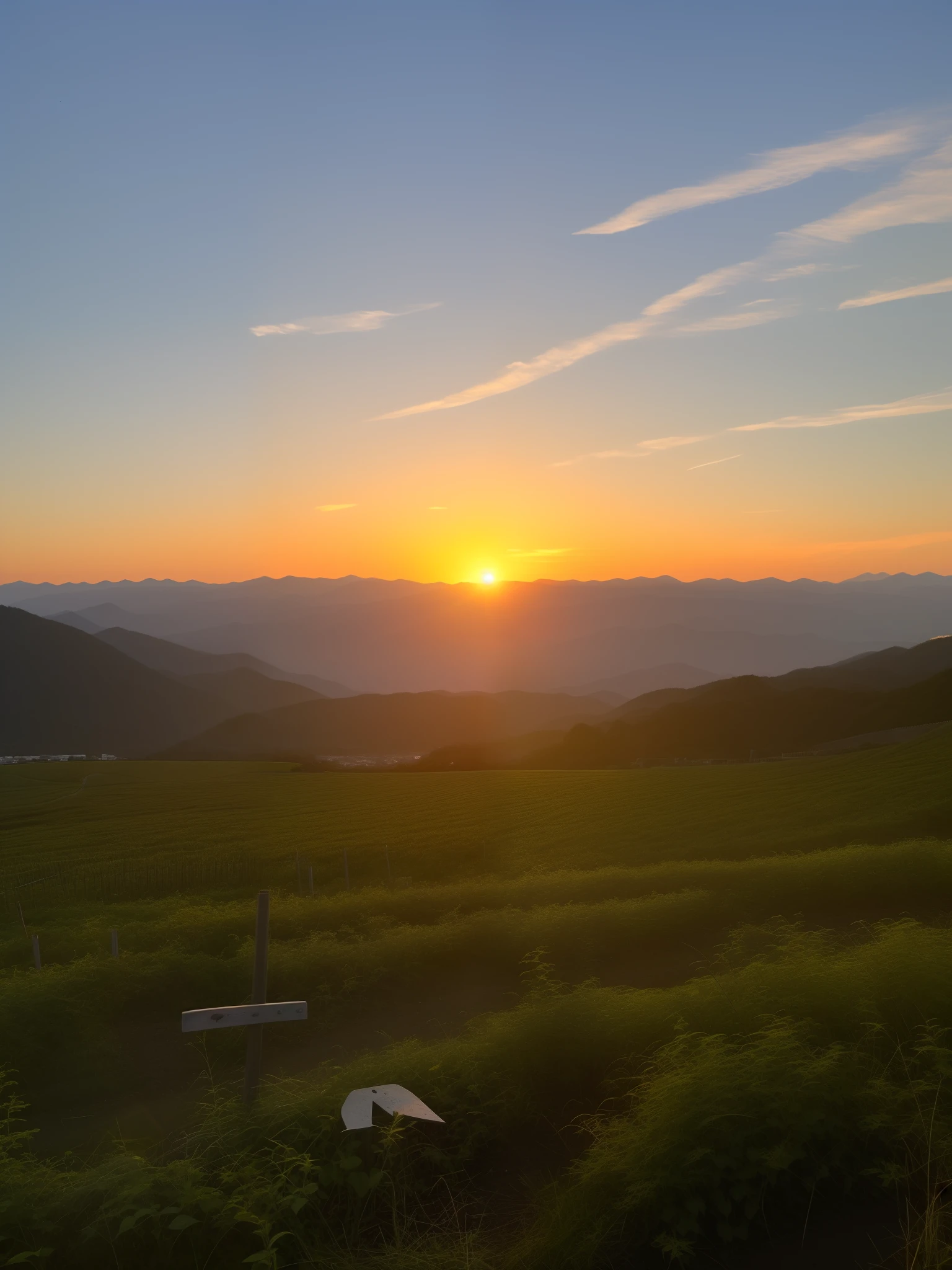 Alaved view of sunset over the fields,There are some signs, mountains and sunset!!, sunset in a valley, At sunrise, With sunset, Evening sunset, at the sunset, Sunset view, during sunrise, late sunset, The most beautiful sunset, At sunset, sunset kanagawa prefecture, author:Karl Volk, late sunset, with a sunset