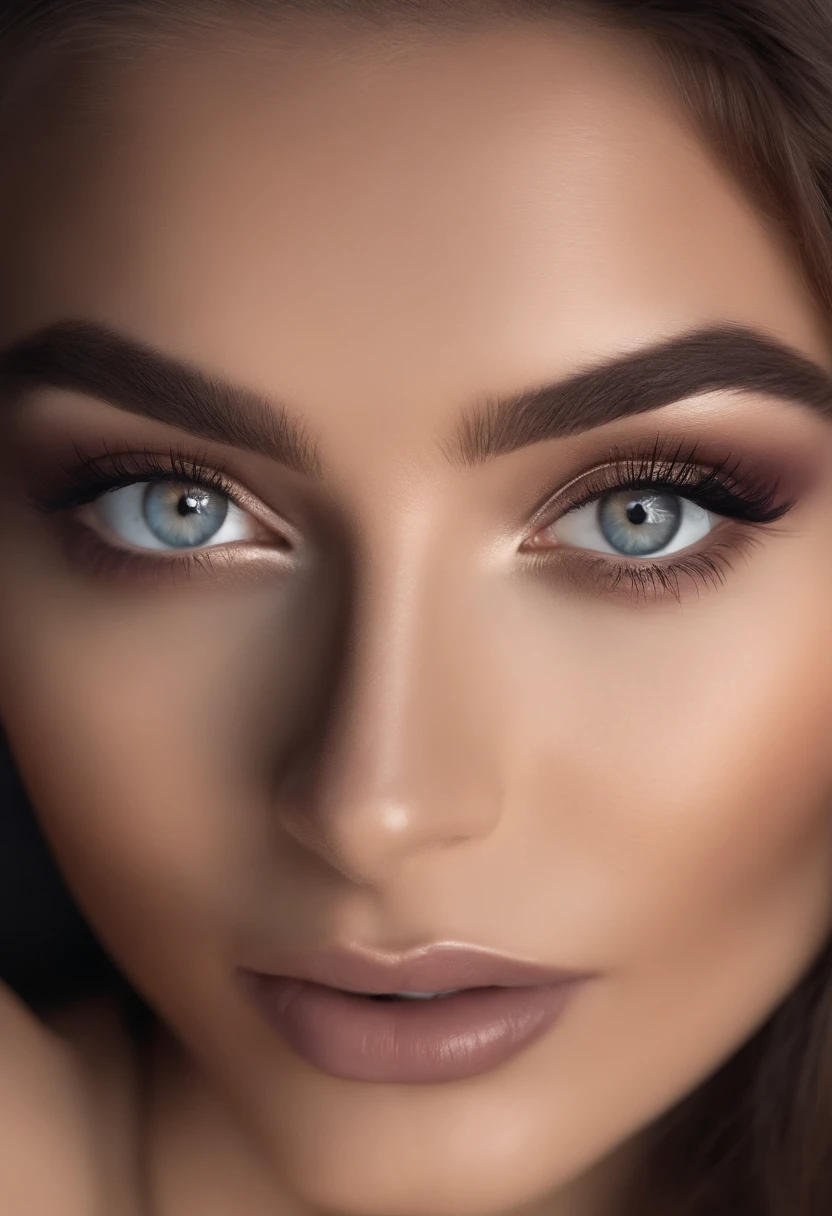 Arafed woman completely , fille sexy aux yeux bruns, ultra realist, Meticulously detailed, Portrait Sophie Mudd, cheveux bruns et grands yeux, selfie of a young woman, Yeux de chambre, Violet Myers, sans maquillage, maquillage naturel, looking straight at camera, Visage avec Artgram, Maquillage subtil, Great photo of the whole body kneeling on the bed, dans la chambre, Medium to large bust
