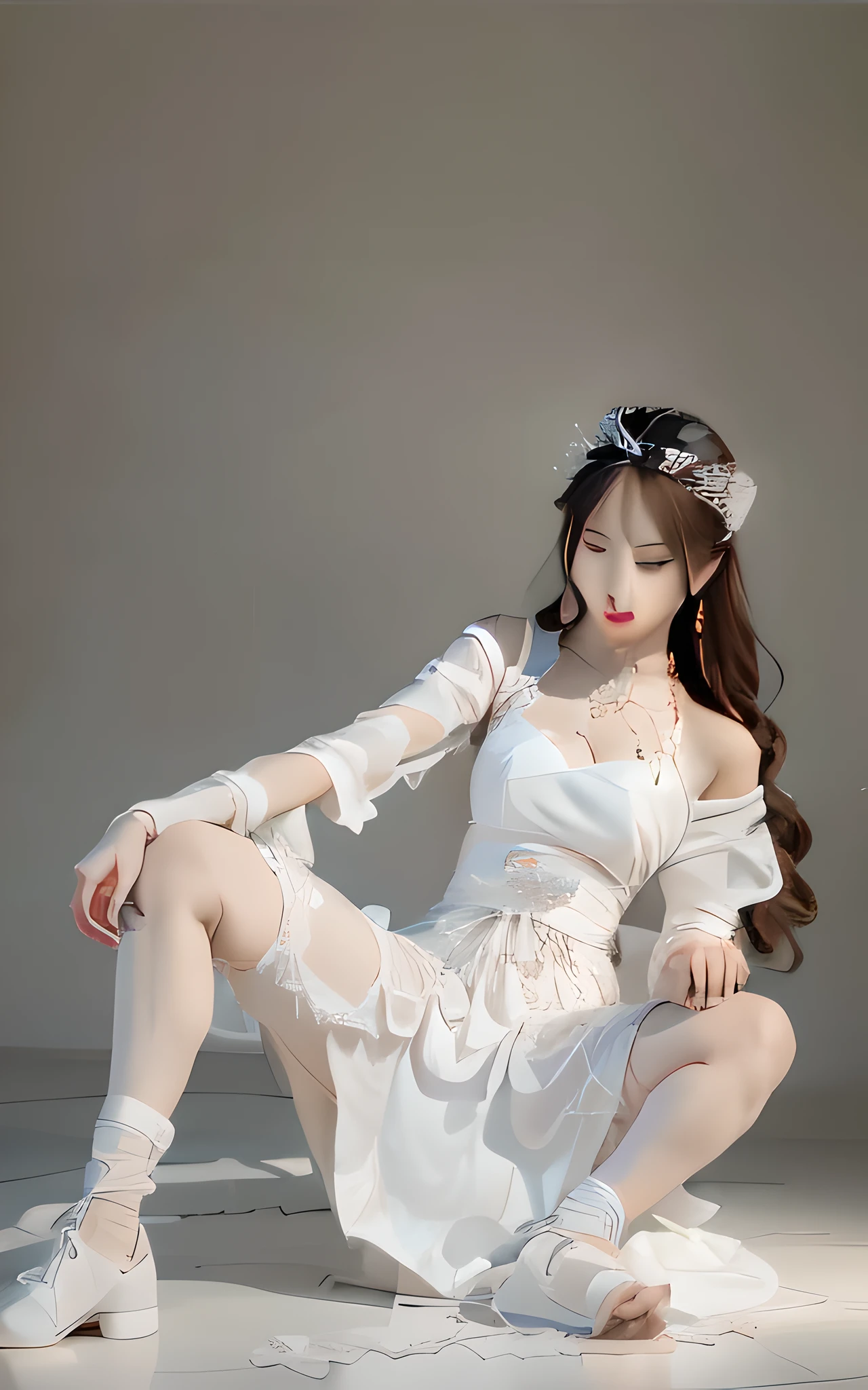 a close up of a woman in a white dress sitting on a floor, white hanfu, full body xianxia, hanfu, palace ， a girl in hanfu, wearing ancient chinese clothes, with acient chinese clothes, traditional chinese clothing, chinese costume, traditional beauty, chinese girl, chinese style, anime girl cosplay, cheongsam, traditional chinese