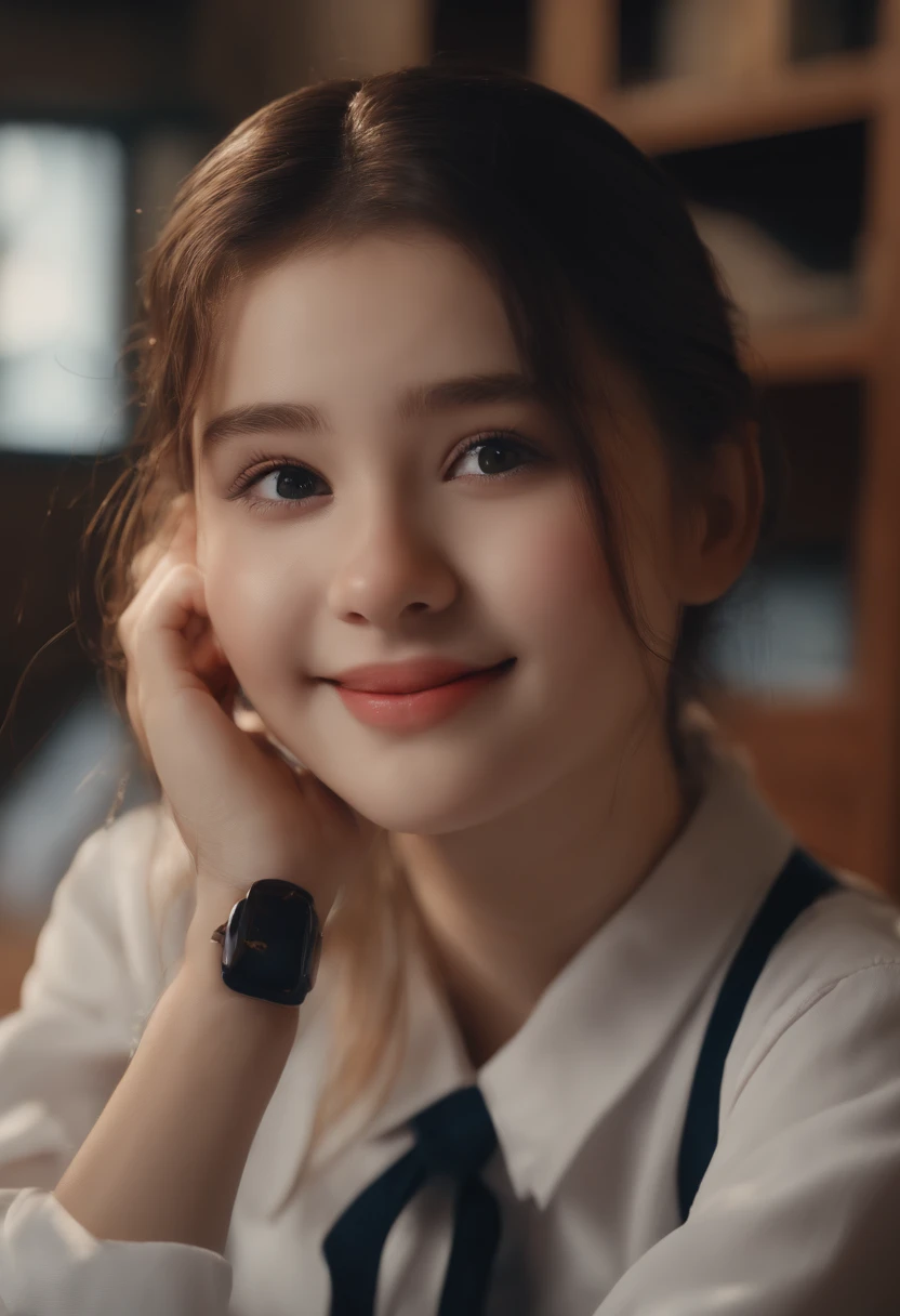 (8K), (Best Quality: 1.2), (Realistic), (Photorealistic: 1.37), Ultra High Definition, 1 Girl, Cute, Smile, Closed Mouth, Beautiful Details, Beautiful Nose, Full Body, Wet Hair, Colossal Dalsefo, Pork, School Uniform, Thighs