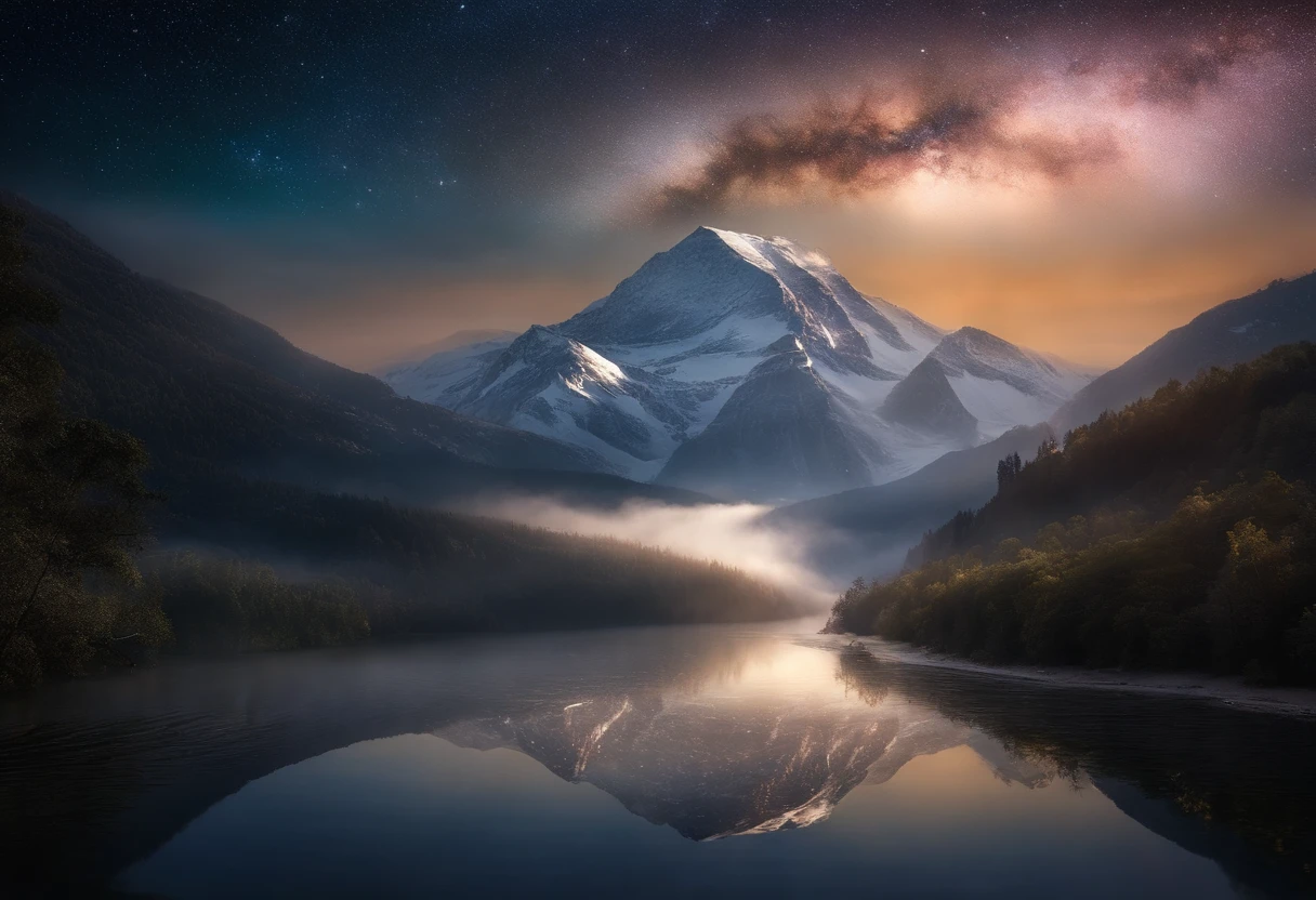 A stunning landscape unfolds in the eye,The magnificent sight of the universe blooms in the sky,The stars twinkle,Like brilliant pearls dotted in the boundless darkness。A feather fluttered lightly,It seems to drift from the edge of the universe,Bring mysterious power and spirituality。The delicate texture and gentle touch of this feather seem to be intertwined with divinity,Exudes an otherworldly beauty。