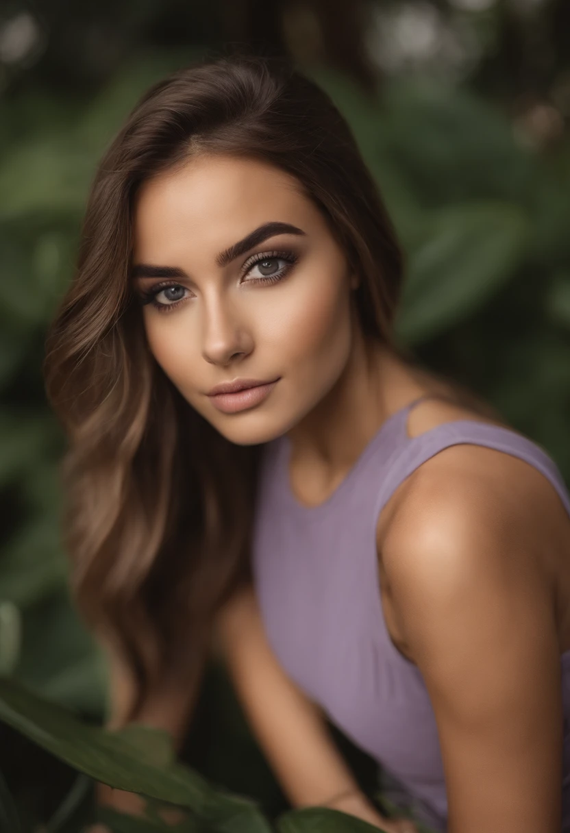 Arafed woman with tank top and matching leggings, fille sexy aux yeux bruns, Portrait Sophie Mudd, cheveux bruns et grands yeux, selfie of a young woman, Yeux de chambre, Violet Myers, sans maquillage, maquillage naturel, turn to look at the camera, Visage avec Artgram, Maquillage subtil, Superbe photo du corps entier, dans la chambre, cul sexy, fesses mignonnes