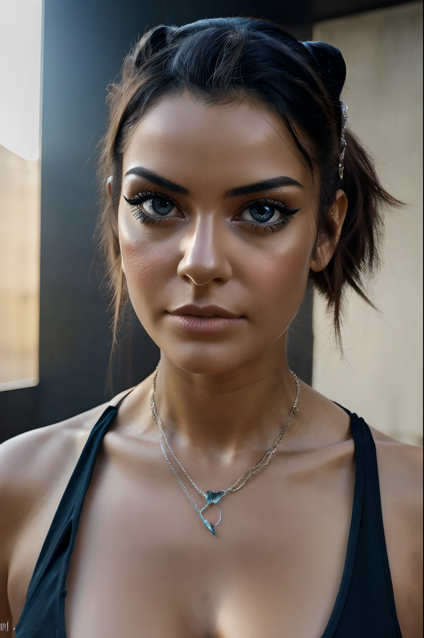 (8k, ARTISTIC photography, best quality, masterpiece: 1.2) soft lustrous raver gutter punk gothic cyborg , over-detailed face, (((big open eyes))), beautiful body, voluptuous body, translucent skin, details, scifi, fantasy, cyberpunk, intricate, decadent, highly detailed, octane render, artstation, concept art, smooth, sharp focus, illustration, art by artgerm, loish, wlop