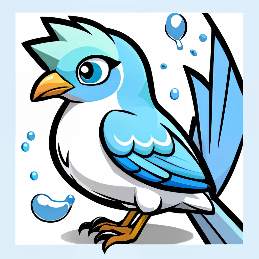 _color_1bird, blue bird, reasonable structure, high resolution, game icon, reasonable structure, high picture quality, excellent painting, masterpiece, all, water, (white background), 2D, clear priority, cartoon style.