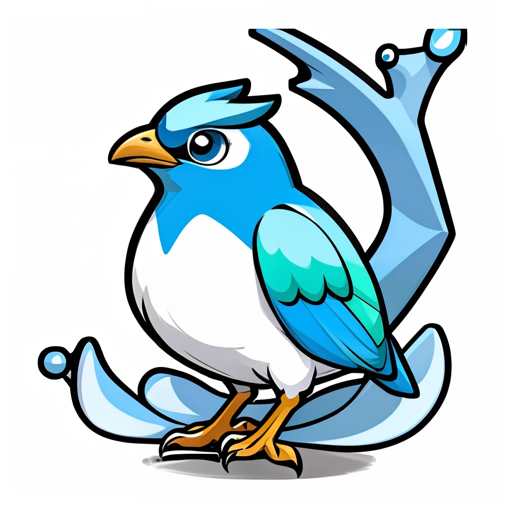 _color_1bird, blue bird, reasonable structure, high resolution, game icon, reasonable structure, high picture quality, excellent painting, masterpiece, all, water, (white background), 2D, clear priority, cartoon style.