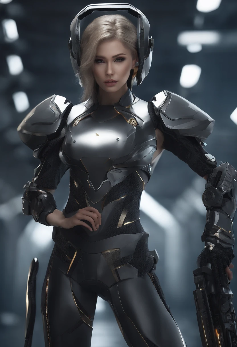 a woman in a futuristic outfit with a futuristic helmet and a futuristic sword, trending on cgstation, trending at cgstation, portrait knights of zodiac girl, cute cyborg girl, perfect android girl, portrait anime space cadet girl, beutiful girl cyborg, girl in mecha cyber armor, game cg, cgsociety and fenghua zhong, beautiful cyborg priestess