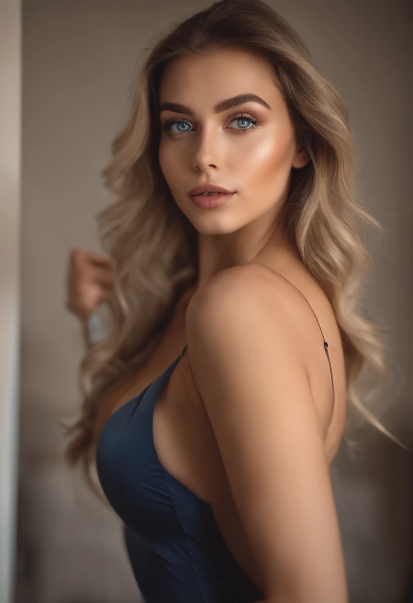 Arafed Mujer totalmente , Chica sexy con ojos azules, ultra realista, meticulosamente detallado, Retrato Sophie Mudd, cabello rubio y ojos grandes, selfie de una mujer joven, Ojos del dormitorio, Violeta Myers, sin maquillaje, Maquillaje natural, staring directly into camera, cara con artgram, maquillaje sutil, Impresionante foto de cuerpo completo arrodillado en la cama, En el dormitorio, Medium to large size bust, Vistiendo