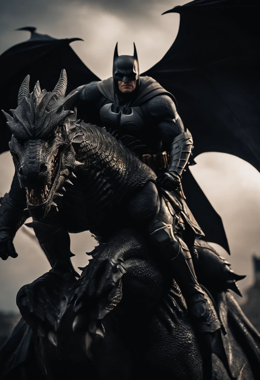 Batman riding dragon, the dragon suitable his suit