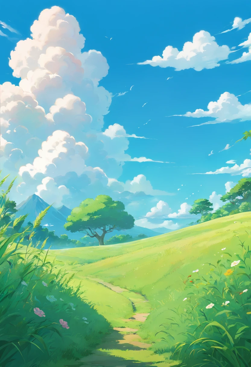 Simple background with cloud and grass