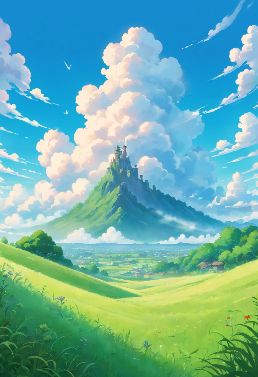 Simple background with cloud and grass