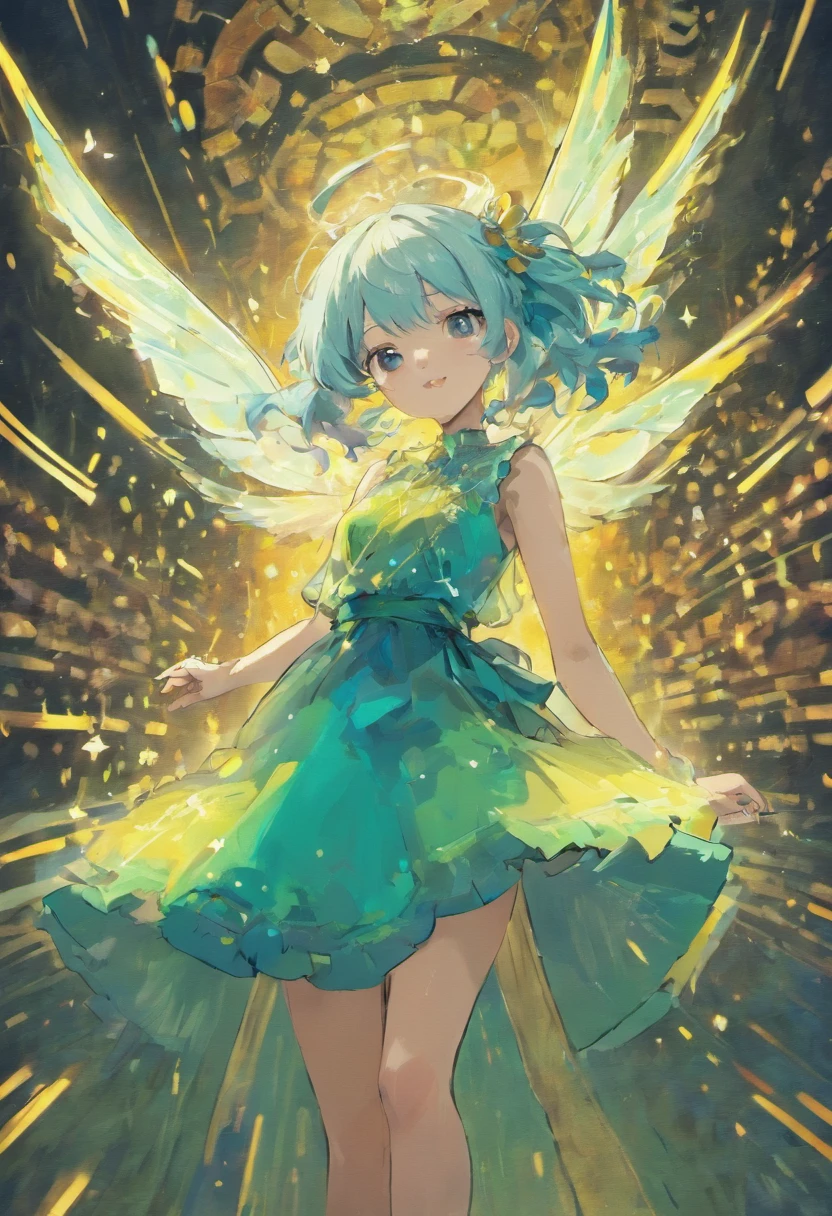anime girl with blue hairs and a beuterfly theme dress
