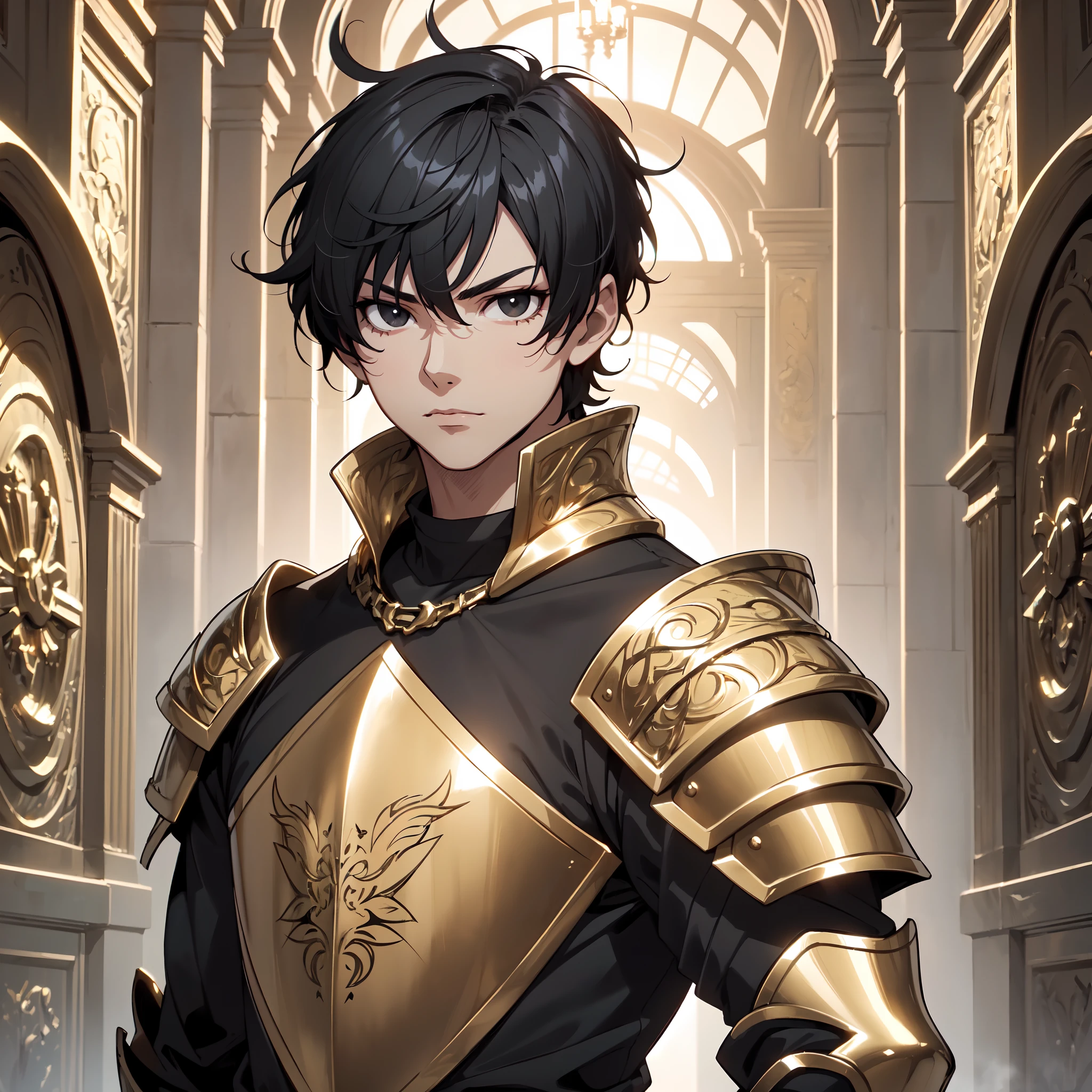 128K Ultra High Definition,
128K Ultra High Quality,
128K Ultra High Resolution,
Best Definition,
Best Quality,
Best Resolution,
Perfectly Detailed,
Perfectly Designed,
Extremely Detailed,
Extremely Designed,
Hyper Detailed,
Hyper Definition,
Hyper Quality,
Hyper Resolution,
Masterpiece,
(((Anime))),
Body Shot,
(((Boy))),
Handsome,
Muscular Body,
(((Black Short Hair))),
(((Black Eyes))),
(((Hyper Detailed & Perfectly Designed Gold Armor Plates))),
(((Hyper Detailed & Perfectly Designed Engraving Baron Armor))),
(((Inside Of Medieval Royal Palace Background Scenery))),