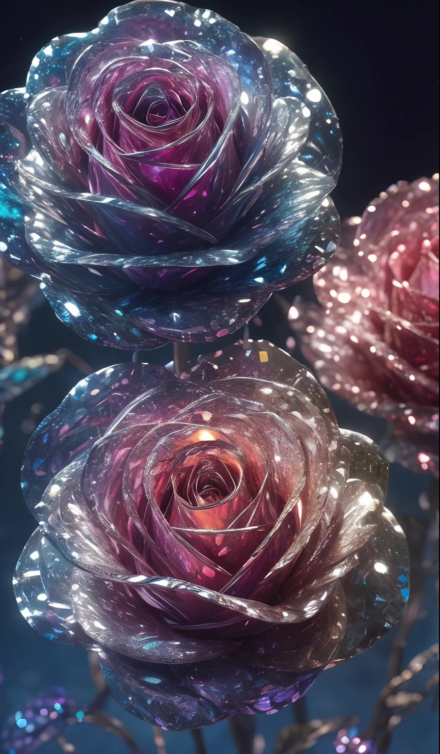 Crystal rose, fanciful, galaxias, cleanness, glittery, glittery, Splendor, Colorful, Amazing photography, dramatic lighting, photo-realism, ultra - detailed, 4K, depth of fields, A high resolution