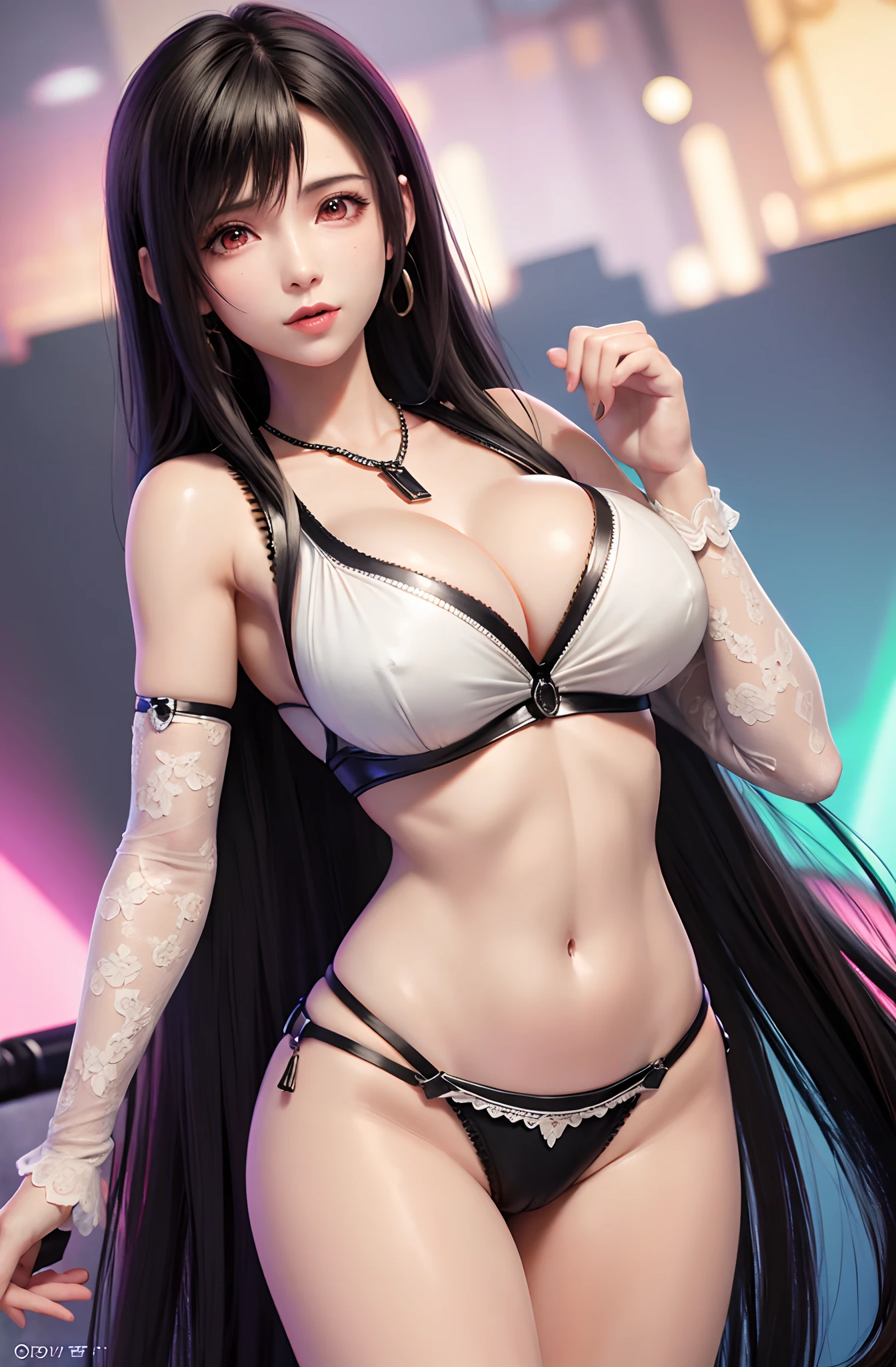 at office in background,looking at viewer,depth of field, bokeh,light falling,((MILF))
1girl wearing white lingerie, huge breasts, red eyes,(long hair, black hair, very straight hair:1.4, hime cut:1.4), earrings necklace,pout,
photography, masterpiece, best quality,HDR, highres,realistic details, glowing skin, mature figure, voluptuous body, voluptuous breasts,  perfect body, wide hips, colorful, looking at viewer, Hyperrealistic, from the front, (chromatic aberration, intricate details), dynamic poses,dynamic angle,
40K, HDR, highres, (tifa lockhart) earrings