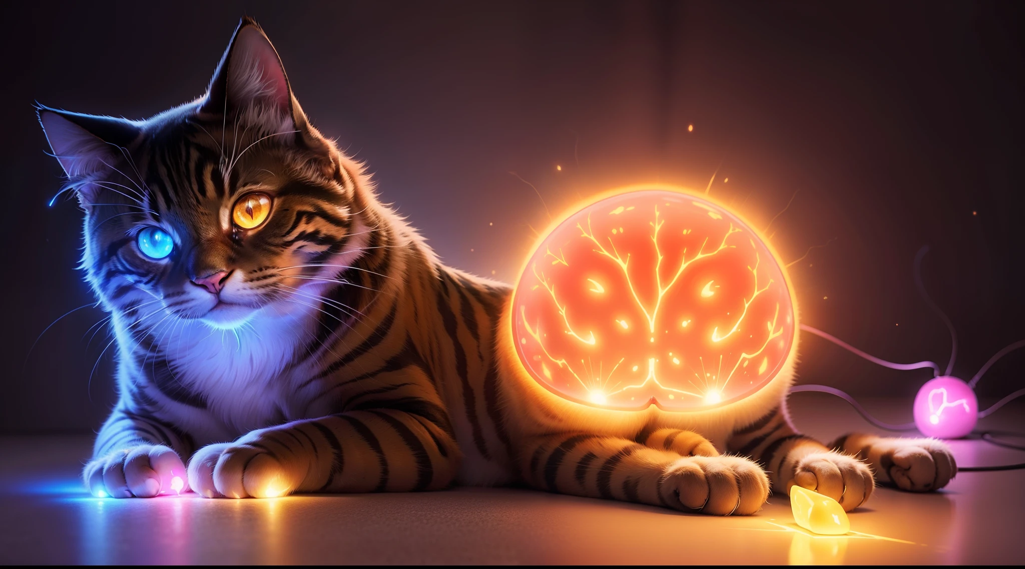 Glowing cat brain, Think outside the box, Glow-emitting neurons