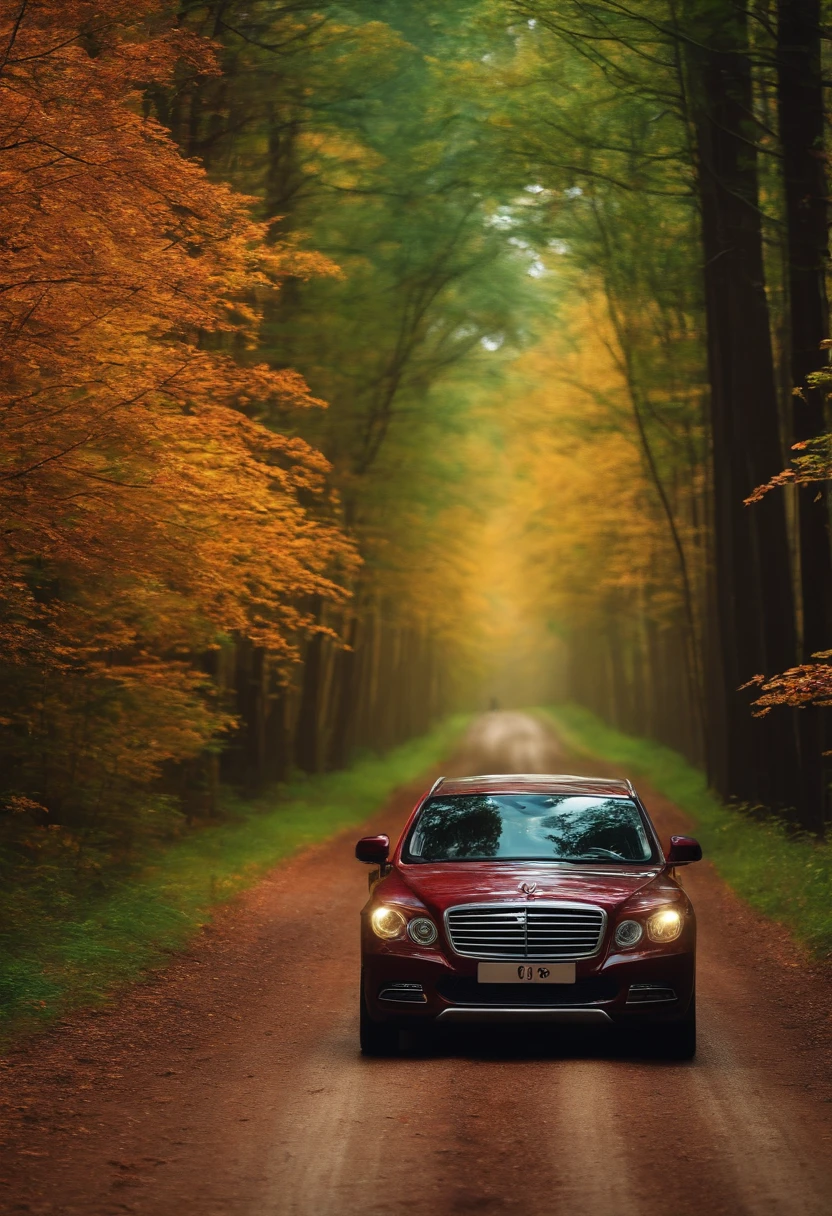 man travelling a car in forest
