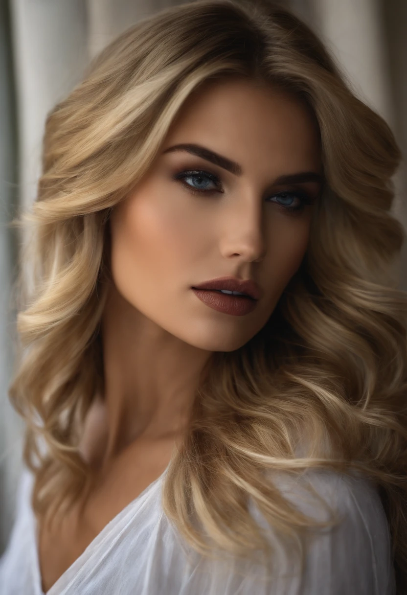 Mix a blonde girl (Isabella Deltore, Ursula Karven, blonde Behati Pinsloo und blonde Meghan Markle), Sun-tanned skin, Hairline, blonde Hair with lots of blonde streaks, bleached blonde curly hair, Hair with lots of blonde streaks, pointed nose, bleached blonde hair, 4, lifted face, Nose for Plastic Surgery, Vampir-Lifting, Pores on the cheeks, broad nasal bone, Eye wrinkles, small laugh lines, Hautpo, Pointed cheekbones, HIGH CHEEKBONE, Almond eyes, Schmale Almond eyes, Smokey Eyes Make-up, Vamp Make-up, Subscribe to something, brownish skin, Surgical lips, Detailed facial details Full body image Expressive make-up, Real photography, modern look, Real photography (Realists:1.5); She wears various sexy colorful dresses, Bold dark eye makeup Vamp Mascara, long black dark eyelashes, Show hips, Confident Pose, dominant woman , black eyeshadow, spectacular show make-up, Image grain, pixel grain, Hips posing, Sexy hips, Full body shot, long legs, sexy legs, large , large , busty, She presents her body cheekily, provocative for the viewer, Sexy attitude, pussy:1.9, vagina:1.9, clitoris:1.9, (small pussy:1.5), ( Hips posing, Sexy hips, Full body shot, long legs, sexy legs, large , large , busty, She presents her body cheekily, provocative for the viewer, Sexy attitude, pussy:1.9, vagina:1.9, clitoris:1.9, (small pussy:1.5), (modern office background:1.3)、Golden blonde long hair、(High Heels), (Seductive pose:1.2) professional photo, HDR, Natural light, (Anti-aliasing:1.2), elegant, Soft, diffuse light, Realistssch proportions, limited range, Contre-Jour, Accent Lighting, (Neutral Colors:1.3), (Cough:1.7), cinematic lighting, coherent light, coherent shadows, depth of field, 35mm Photography, epicPhoto, ((naughty slut:1.5)) ((Whore in tight skirt:1.9) nsfw