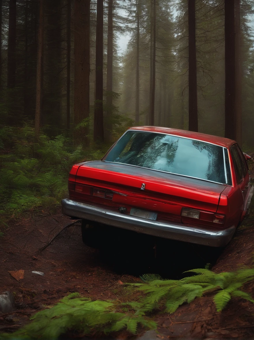 car accident in forest