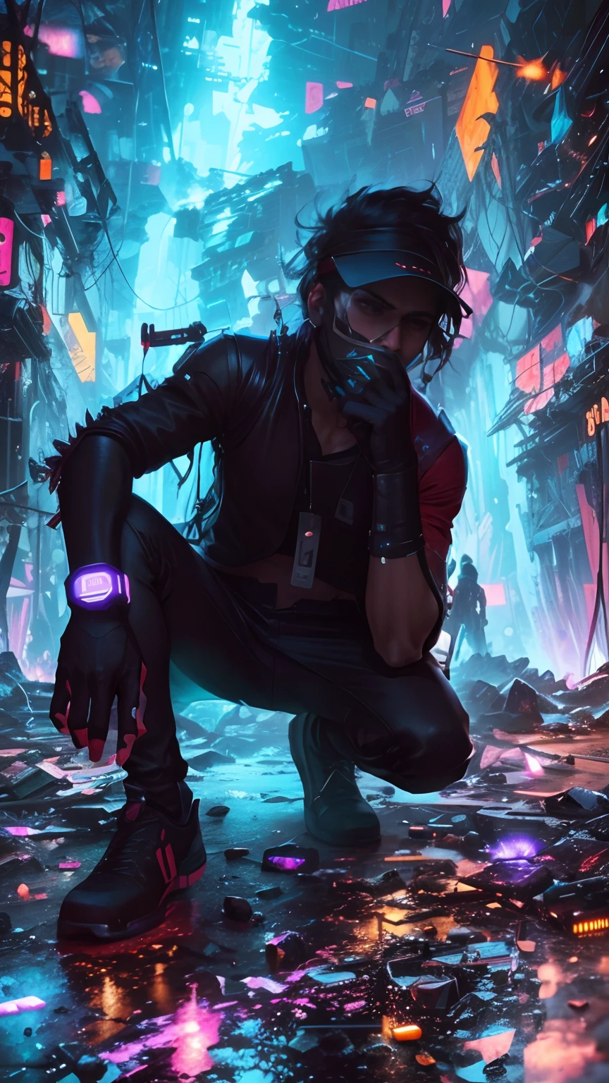 Change background cyberpunk handsome boy, realistic face, 8k, ultra realistic