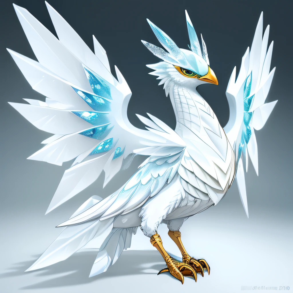 (high quality:1.2),ultra-detailed,ice bird,wings made of ice,realistic structure,high resolution,game icon,high quality,exquisite painting,whitish background,2D,priority clear,manga style