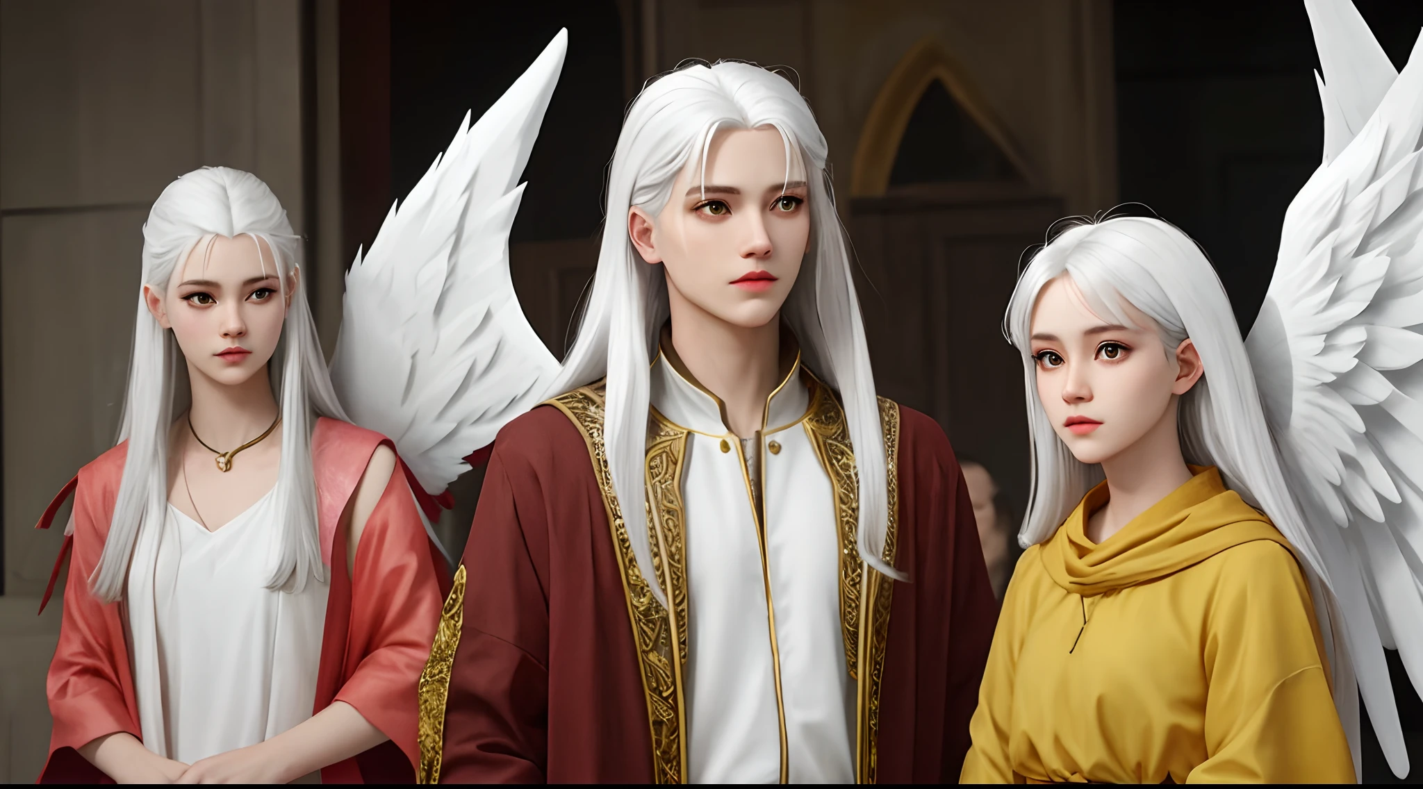 Long hair, white hair, girl, yellow eyes, shining, angel, godnesses