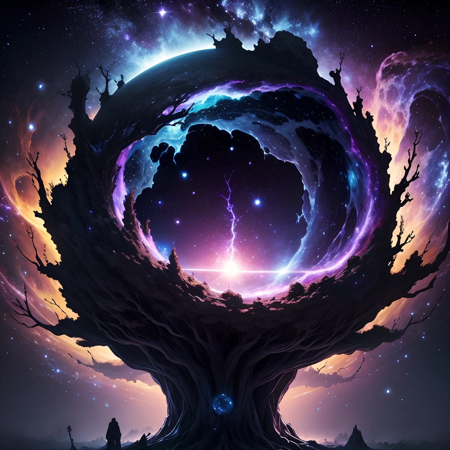 World Tree,Ring of Stars,A universe without boundaries.,Endless galaxies,Dangerous black holes,Supernova Bomb,Floating Stellar Nebula,Negative dark mode