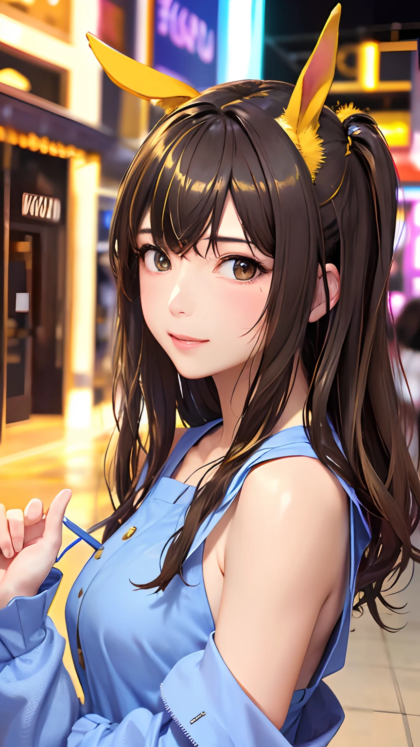 (masterpiece、top-quality、hight resolution、Official art、Beautifully Aesthetic:1.2)、(1girl in)、ighly detailed、(Photorealsitic:1.4)、((Perfect hairstyles:1.3)), (◯◯Color hair:1.4), Realistic、colourfull、highestdetailed、face perfect、The upper part of the body、nffsw、(doa:1.3)、(bunnygirl:1.2)、intergalactic、(light streaks)、striking visuals、(Dynamic streaks、Bright trajectory:1.2)、vivd colour、
