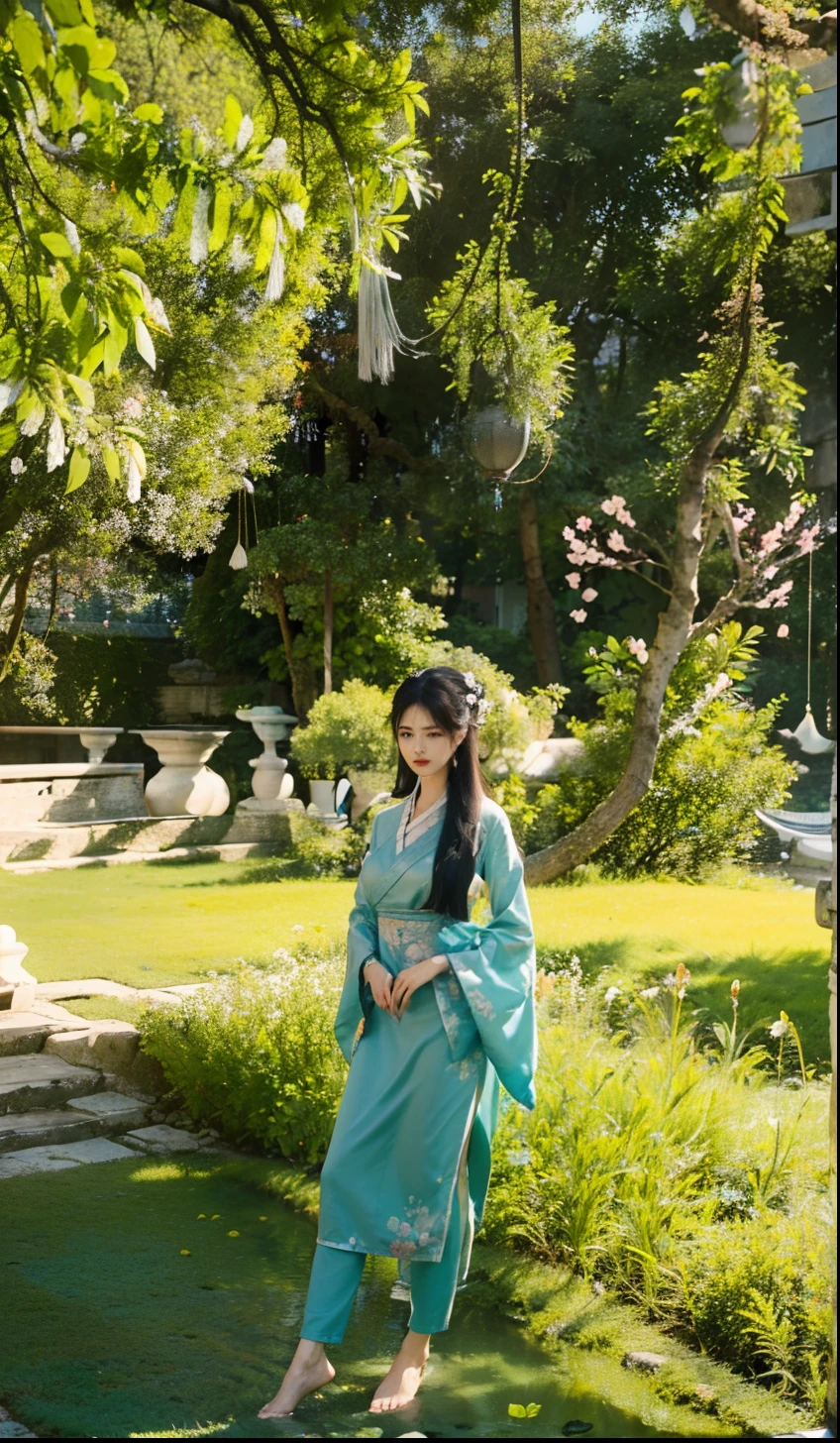 (highres,masterpiece:1.2),ultra-detailed,(realistic,photorealistic,photo-realistic:1.37), Very detailed breast cleavage, beautiful detailed face,beautiful detailed eyes,beautiful detailed hair,red China dress,traditional Chinese garden background,wuxia atmosphere,vibrant colors,graceful pose,sharp focus,lush greenery,floating cherry blossoms,ethereal lighting,serene ambiance,gentle wind,subtle movement,sublime elegance,traditional Chinese accessories,elegant fan,ornate hairpin,mysterious aura,flying silk ribbons,dainty floral patterns,sublime beauty,stunning visuals,meticulous attention to detail,exquisite craftsmanship,authentic cultural representation,awe-inspiring scene,harmony of nature and human,whisper of Chinese history,iconic symbol of femininity,a masterpiece of timeless beauty, (((correct the position of his eyes again, using high-level techniques or professional techniques))).