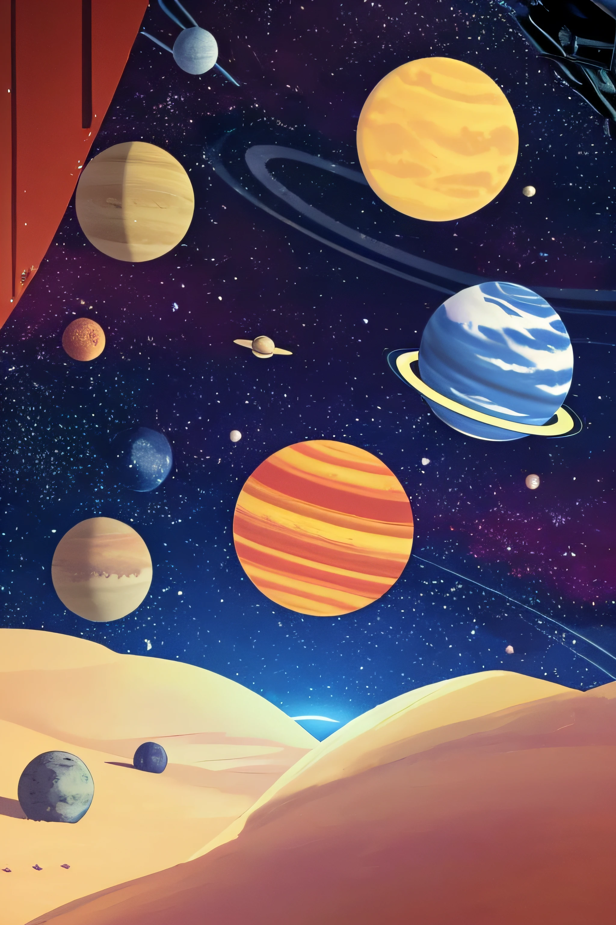 Outer space with planets