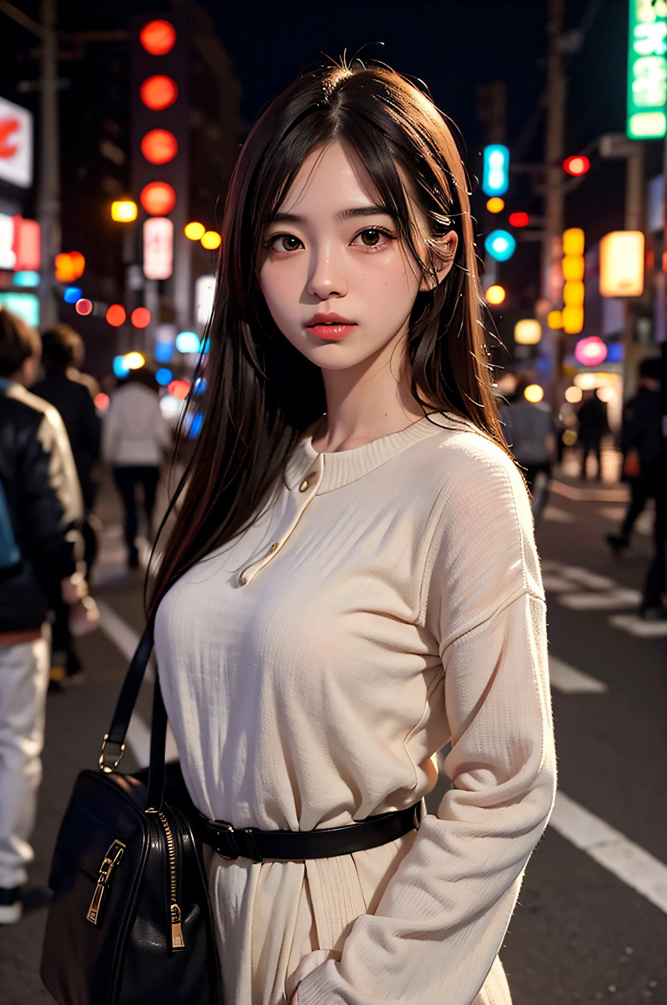 1 woman l、(very beautiful)、(beautiful face:1.5)、(stand:1.4)、(I got shot in the knee.)、(detailed face:1.5)、(detailed eyes:1.2)、(detailed lips:1.2)、(detailed nose:1.2)、(Lift up your skirt and expose your panties...:1.5)、(high school :1.5)、(plaid skirt:1.3)、(white panties:1.5)、(school sweater)、(bare legs)、(brown hair)、(Sidewalk in Shibuya)、(In SFW:1.7)、(night:1.4)