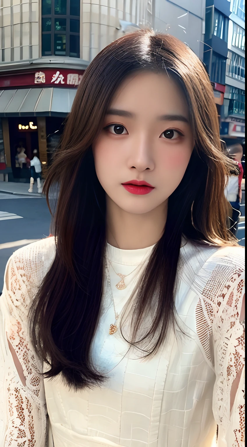 NSFW, 32K、Raw photography、top-quality、Full body portrait:2.0、medium distance shot、White lace dress、All clothes are thin lace fabric、A mini dress that is perfect for the body、(Composition from the knee up:1.2)、No underwear、see-through onepiece、32K、ultra res、fully body photo:2.0, is standing:2.0、Best Quality, Raw photo, skinny body、Photorealsitic, Full body portrait:2.0、rialistic photo、(small tits:1.2), (skinny body:1.8), street corner、Crowds, Ginza、fully body photo, Looking at the camera、a beauty girl, Cute, length hair, depth of fields, High resolution, Ultra Detail, Fine detail, Highly detailed, Highly detailed eyes and face, Sharp pupils, Realistic pupils, Sharp Focus, softlighting