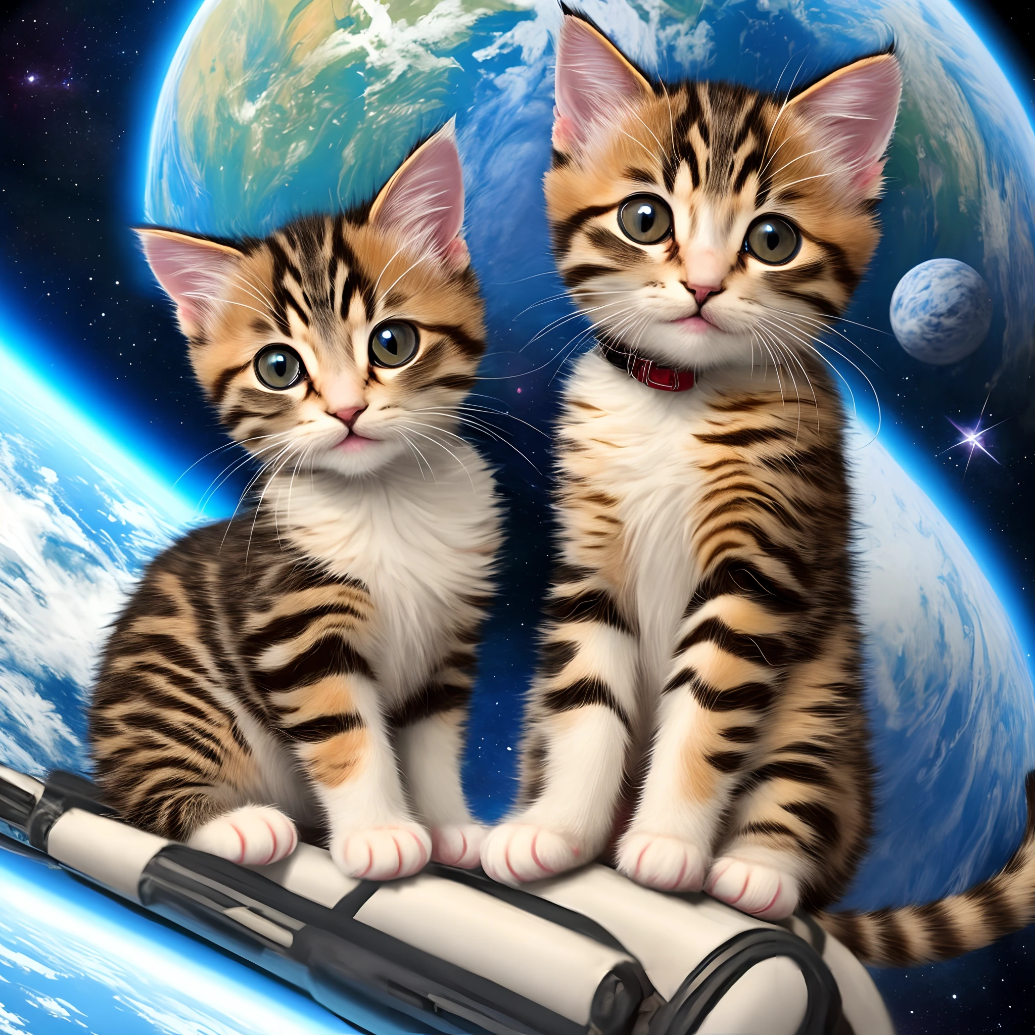 Cute kitten in space