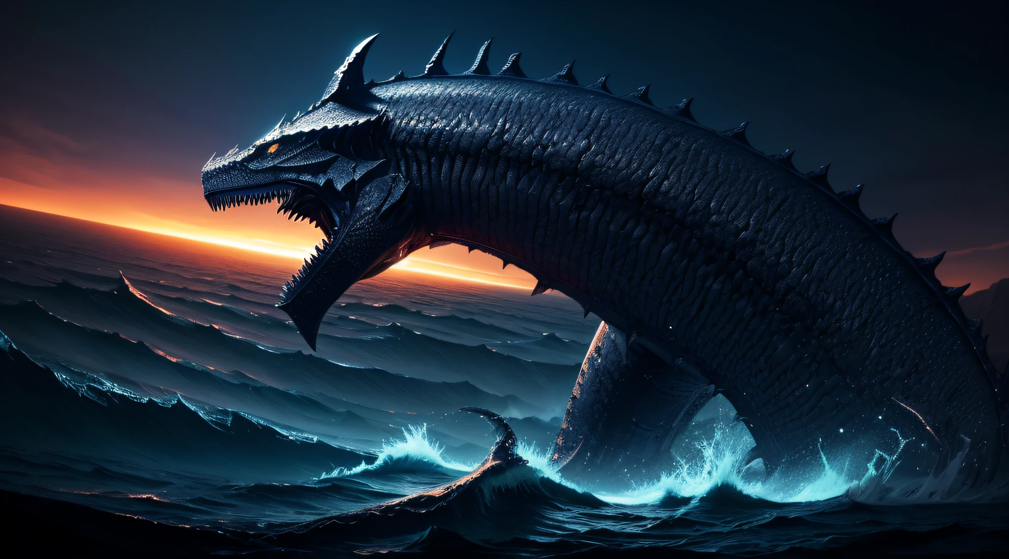 Generate leviathan in dark background ultra majestic style 4k