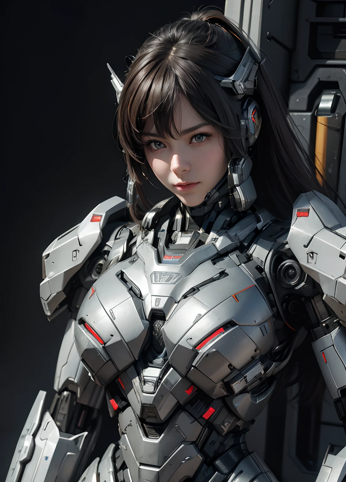 Textured skin, Super Detail, high details, High quality, Best Quality, hight resolution, 1080p, hard disk, Beautiful,(War Machine),full bodyesbian,beautiful cyborg woman,Mecha Cyborg Girl,Battle Mode,Girl with a Mecha Body,She wears a futuristic war machine weapon mech