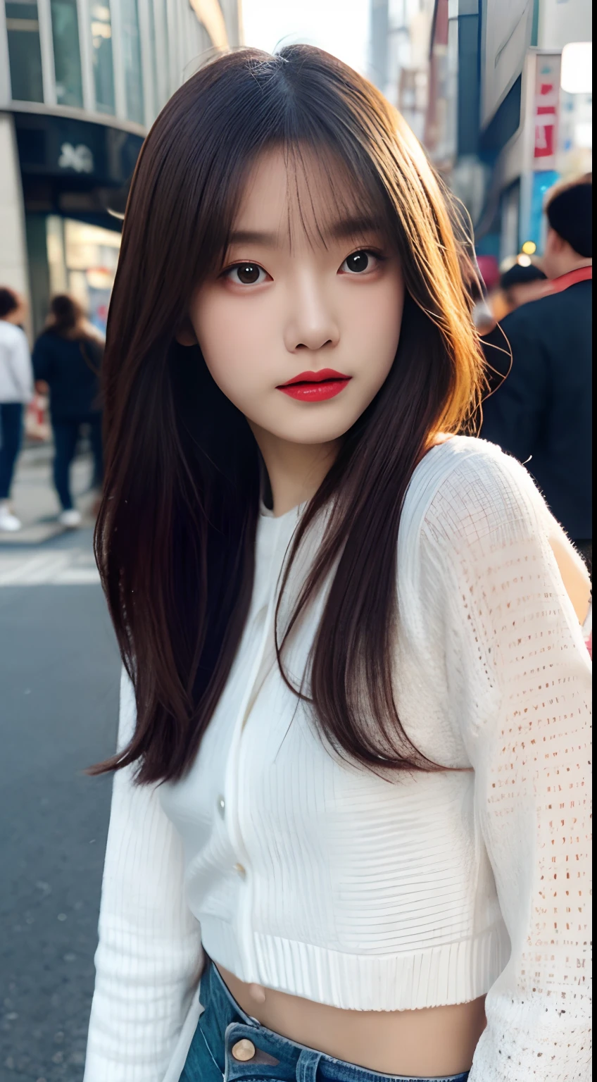 NSFW, NSFW:1.2, NSFW, (unparalleled masterpiece ever、top-quality))、Raw photography、top-quality、Full body portrait:2.0、medium distance shot、White silk long sleeve lace blouse、All clothes are thin lace fabric、Perfect silk miniskirt for the body、(Composition from the knee up:1.2)、No underwear、see -through、32K、ultra res、fully body photo:2.0, is standing:2.0、Best Quality, Raw photo, skinny body、Photorealsitic, Full body portrait:2.0、rialistic photo、(small tits:1.2), (skinny body:1.8), street corner、Crowds, Ginza、fully body photo, Looking at the camera、a beauty girl, Cute, length hair, depth of fields, hight resolution, Ultra Detail, Fine detail, Highly detailed, Highly detailed eyes and face, Sharp pupils, Realistic pupils, Sharp Focus, softlighting