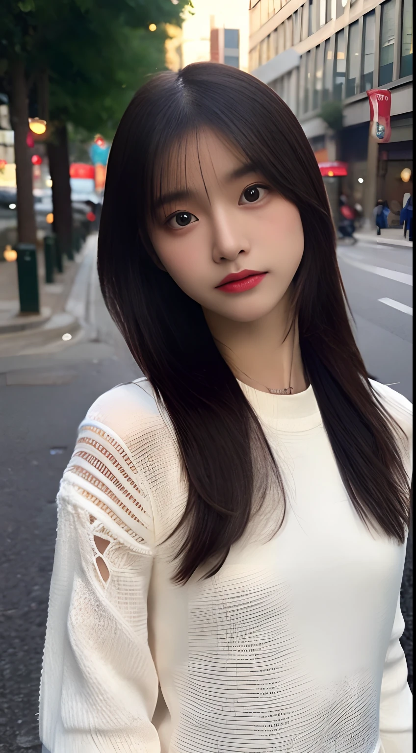 NSFW, NSFW:1.2, NSFW, (unparalleled masterpiece ever、top-quality))、Raw photography、top-quality、Full body portrait:2.0、medium distance shot、White silk long sleeve lace blouse、All clothes are thin lace fabric、Perfect silk miniskirt for the body、(Composition from the knee up:1.2)、No underwear、see -through、32K、ultra res、fully body photo:2.0, is standing:2.0、Best Quality, Raw photo, skinny body、Photorealsitic, Full body portrait:2.0、rialistic photo、(small tits:1.2), (skinny body:1.8), street corner、Crowds, Ginza、fully body photo, Looking at the camera、a beauty girl, Cute, length hair, depth of fields, hight resolution, nudde、ultra -detail, Fine detail, Highly detailed, Highly detailed eyes and face, Sharp pupils, Realistic pupils, Sharp Focus, softlighting