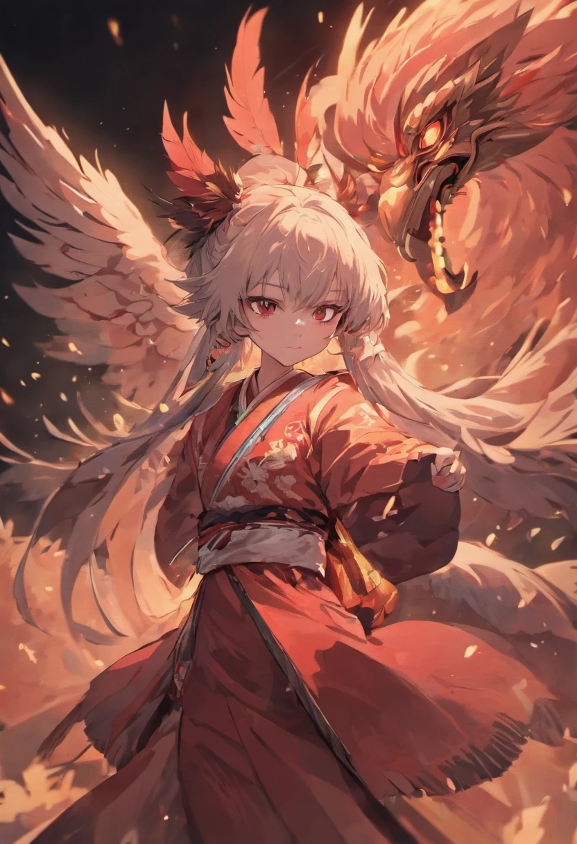 Japanese mythology,Create a Tengu, red mask, long nose, feather hats, 8k, ultra realism, cinematic