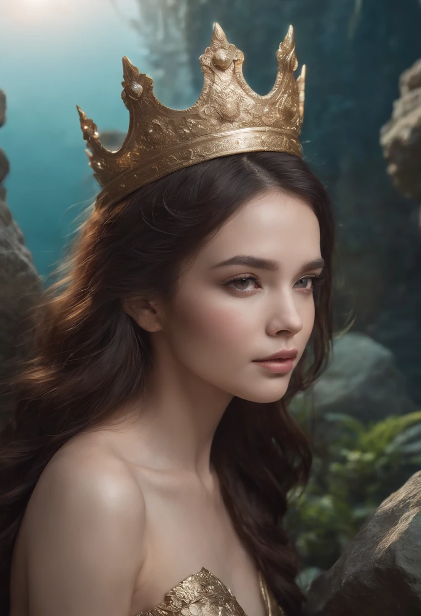 The mermaid sits on a rock,with a crown on her head, portrait of mermaid warrior, portrait of mermaid queen, Fantasy art style, Extremely detailed Artgerm, Phlegm sputum, phlegm | Art germ, Fantasy art Behance, Deviantart ArtStation CGSCOSIETY, 2. 5 D CGI anime fantasy artwork, Ross Tran 8 K, IG model | Art germ