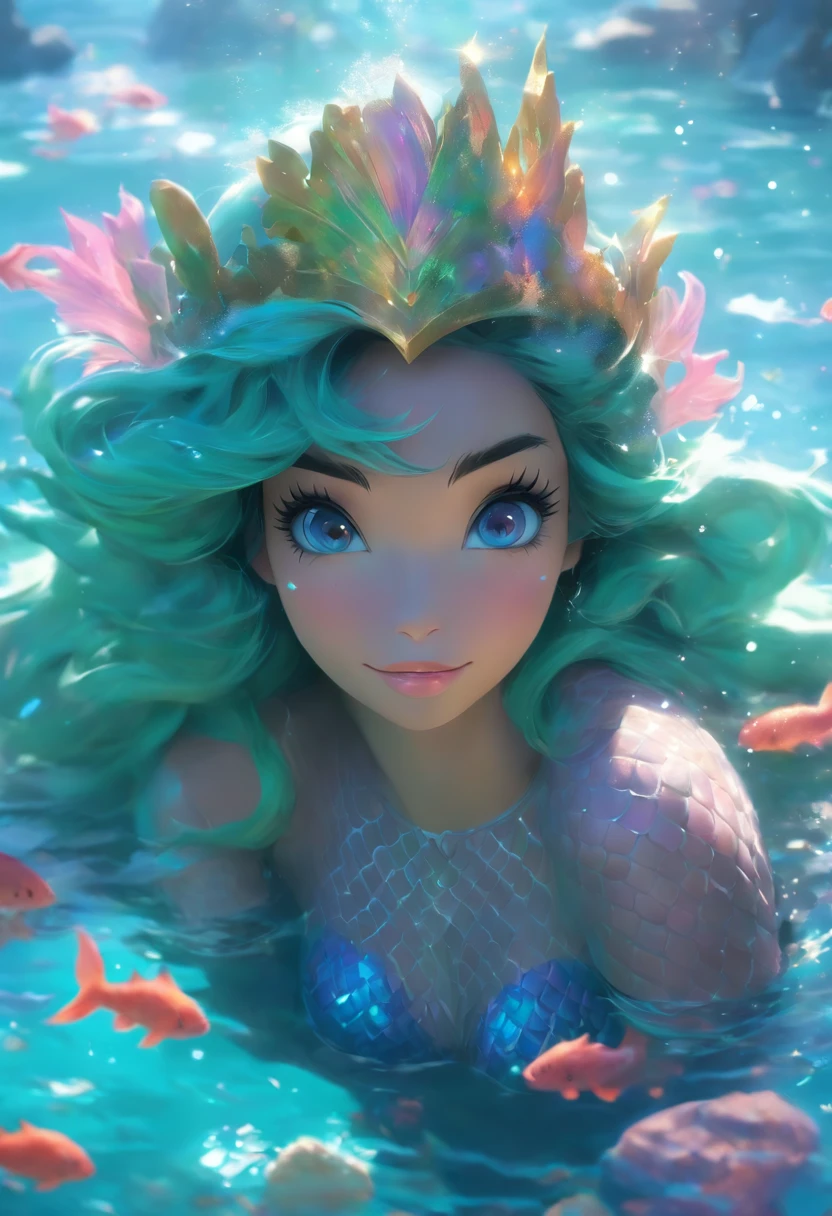 The mermaid sits on a rock,with a crown on her head, portrait of mermaid warrior, portrait of mermaid queen, Fantasy art style, Extremely detailed Artgerm, Phlegm sputum, phlegm | Art germ, Fantasy art Behance, Deviantart ArtStation CGSCOSIETY, 2. 5 D CGI anime fantasy artwork, Ross Tran 8 K, IG model | Art germ