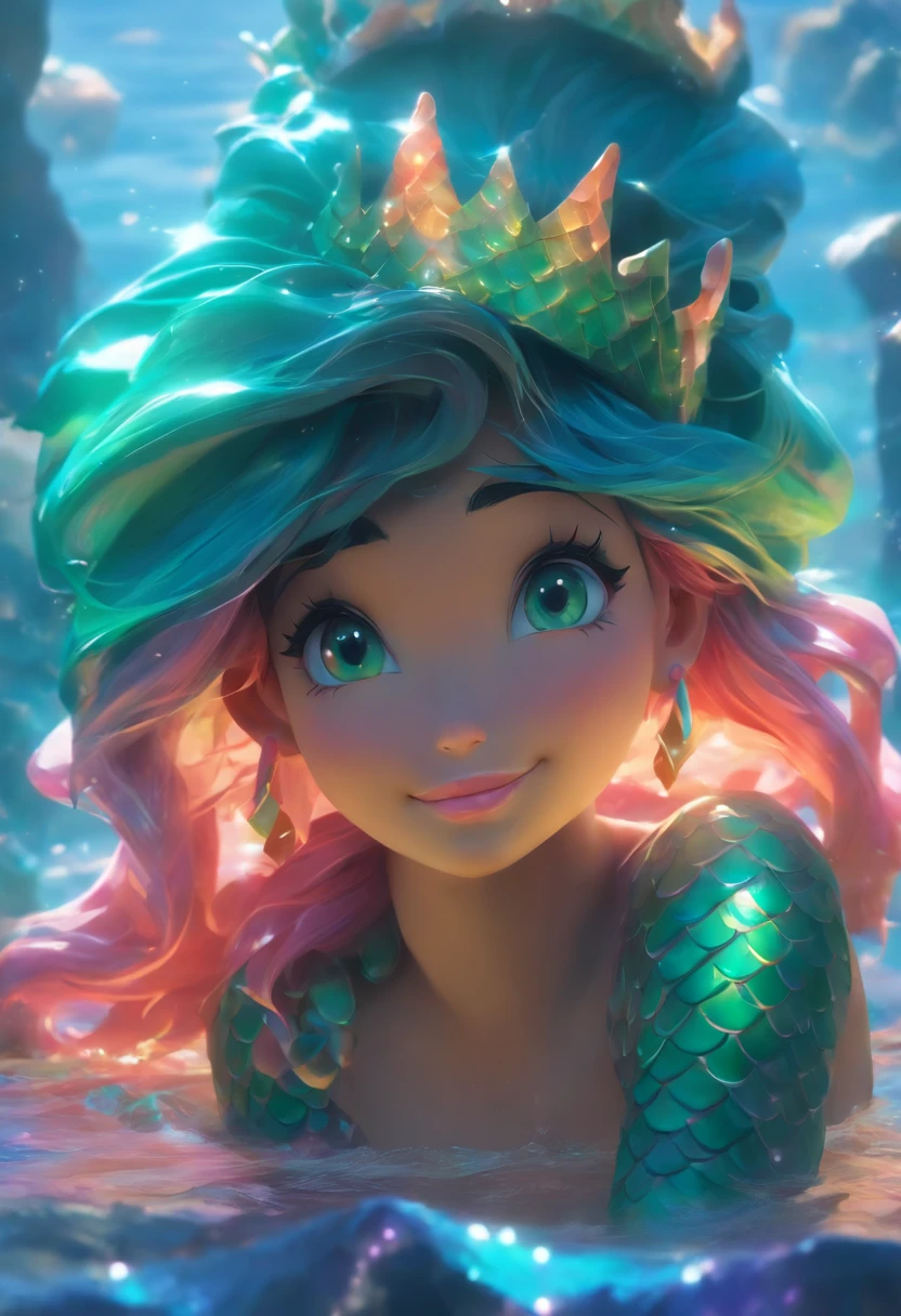 The mermaid sits on a rock,with a crown on her head, portrait of mermaid warrior, portrait of mermaid queen, Fantasy art style, Extremely detailed Artgerm, Phlegm sputum, phlegm | Art germ, Fantasy art Behance, Deviantart ArtStation CGSCOSIETY, 2. 5 D CGI anime fantasy artwork, Ross Tran 8 K, IG model | Art germ