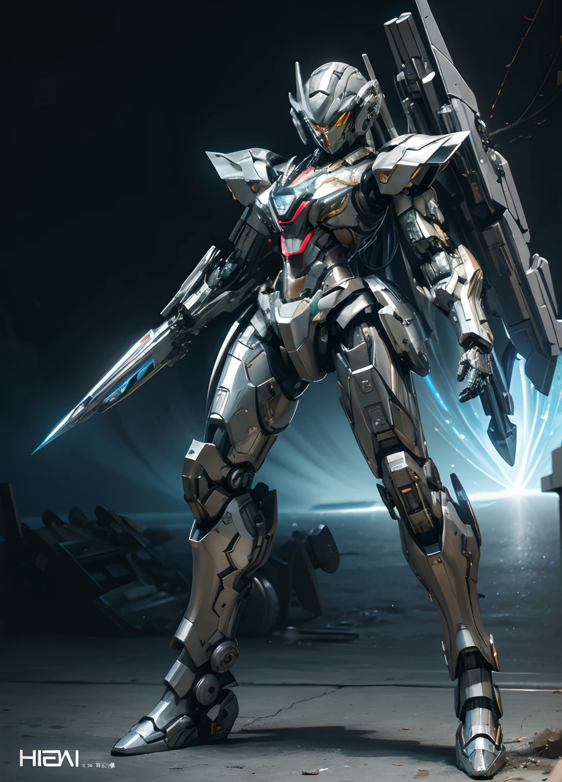 Textured skin, Super Detail, high details, High quality, Best Quality, hight resolution, 1080p, hard disk, Beautiful,(War Machine),full body Esbian,beautiful cyborg woman,Mecha Cyborg Girl,Battle Mode,Girl with a Mecha Body,She wears a futuristic war machine weapon mech,Fulll body Shot