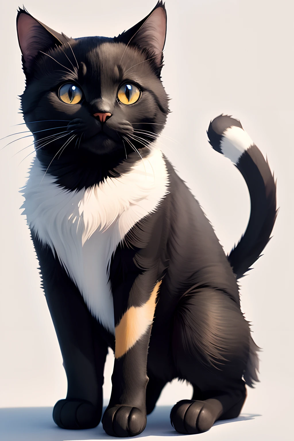 Watercolor cut one blck cat whiout any other thing Clipart with white background
