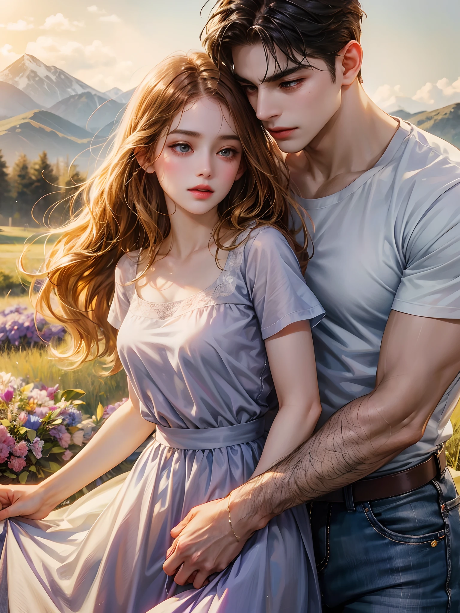 The boy looks her