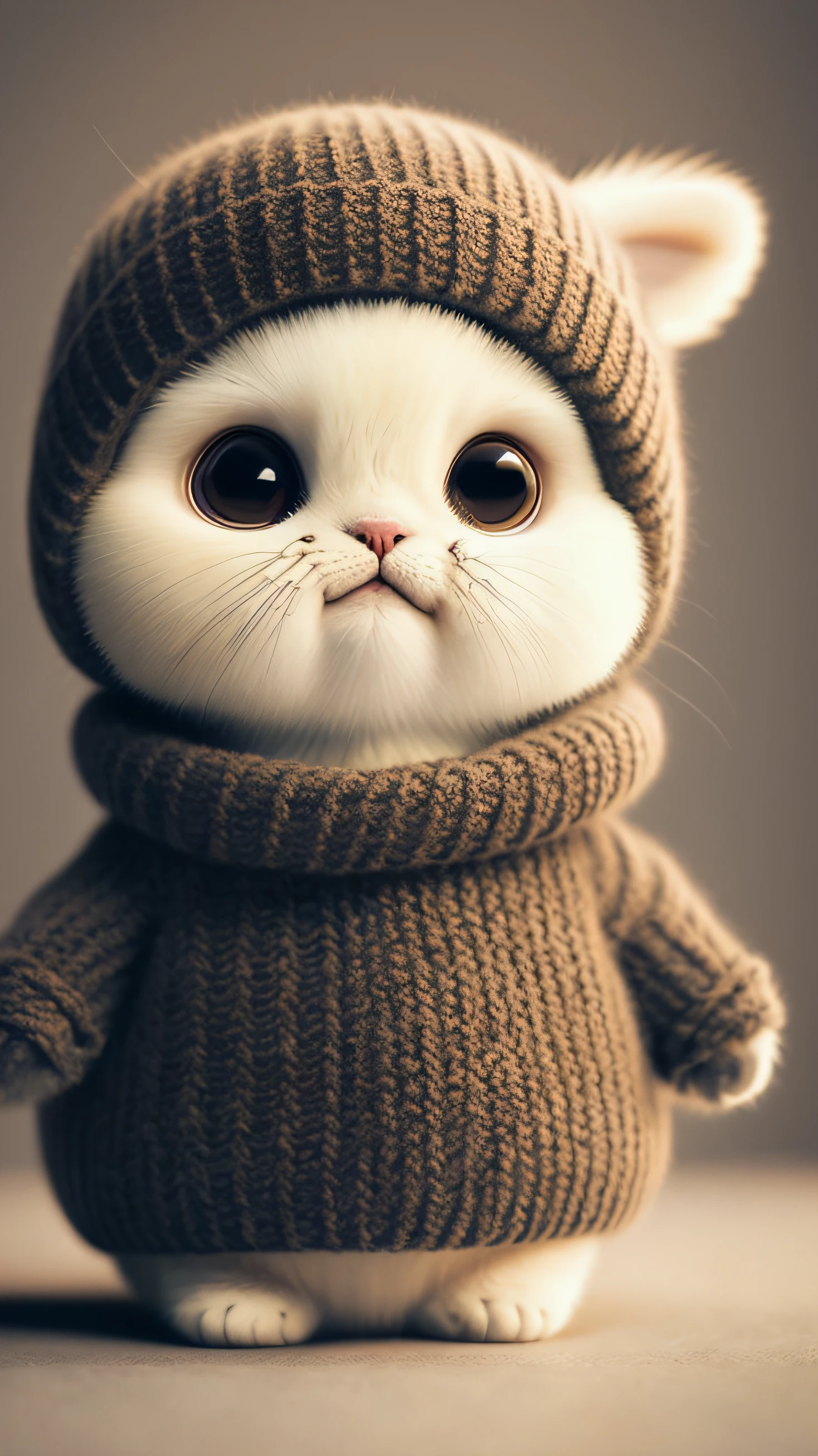 kitten in clothes, miniature kitten, Animal focus, bearded, Realistic, Gonzo hand, ambiguous background,smile,interesting、