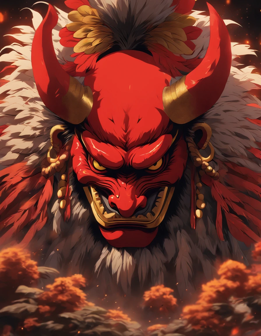 Mitologia japonesa, Criar um Tengu, Red mask with long nose, nariz fino e longo, Japanese straw hats with feathers, 8k, Ultra realismo, cinemactic