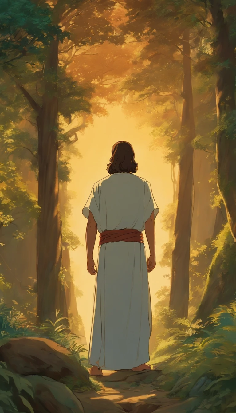 Jesus is a biblical character, Let your imagination run wild with vivid and diverse depictions of these infamous characters, no estilo do Studio Ghibli, Estilo Makoto Shinkai."